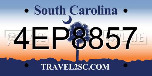 4EP8857 South Carolina License Plate