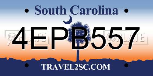 4EPB557 South Carolina License Plate