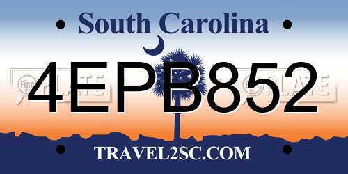 4EPB852 South Carolina License Plate