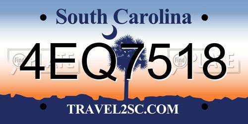 4EQ7518 South Carolina License Plate
