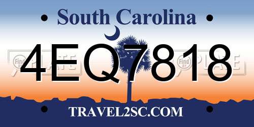 4EQ7818 South Carolina License Plate