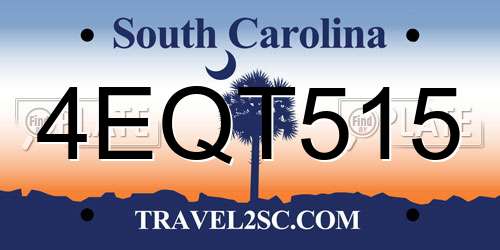 4EQT515 South Carolina License Plate
