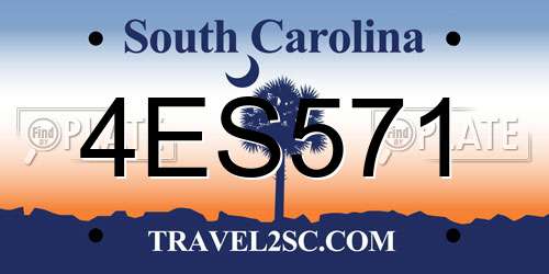 4ES571 South Carolina License Plate