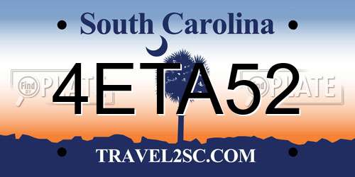 4ETA52 South Carolina License Plate