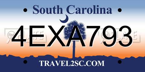 4EXA793 South Carolina License Plate