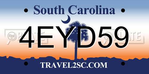 4EYD59 South Carolina License Plate
