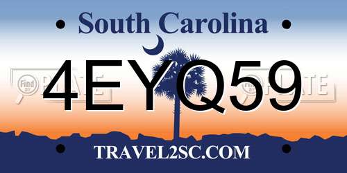 4EYQ59 South Carolina License Plate