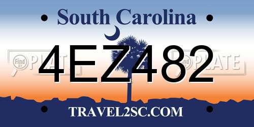 4EZ482 South Carolina License Plate