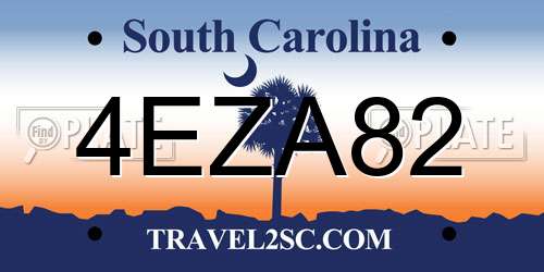 4EZA82 South Carolina License Plate