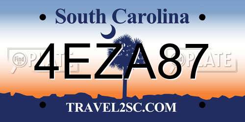 4EZA87 South Carolina License Plate