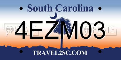 4EZM03 South Carolina License Plate