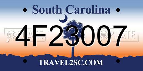 4F23007 South Carolina License Plate
