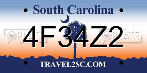 4F34Z2 South Carolina License Plate