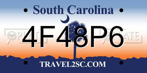 4F48P6 South Carolina License Plate