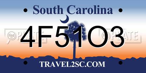 4F51O3 South Carolina License Plate
