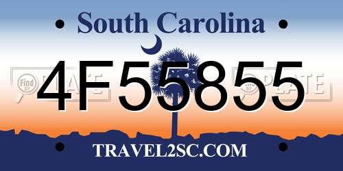 4F55855 South Carolina License Plate