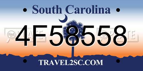 4F58558 South Carolina License Plate