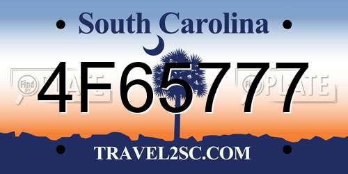 4F65777 South Carolina License Plate