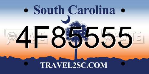 4F85555 South Carolina License Plate
