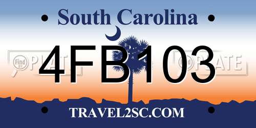 4FB103 South Carolina License Plate