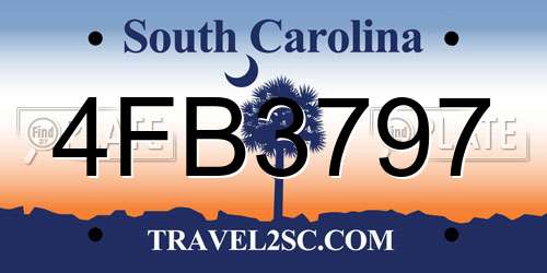 4FB3797 South Carolina License Plate