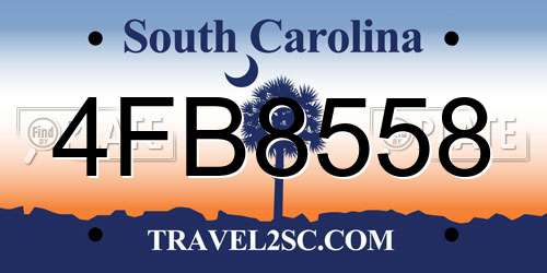 4FB8558 South Carolina License Plate