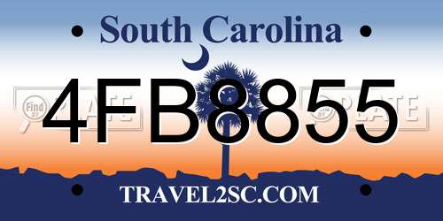 4FB8855 South Carolina License Plate