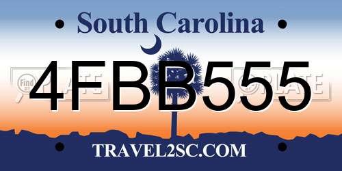 4FBB555 South Carolina License Plate