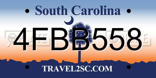 4FBB558 South Carolina License Plate