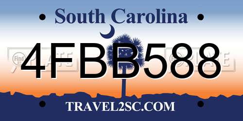 4FBB588 South Carolina License Plate
