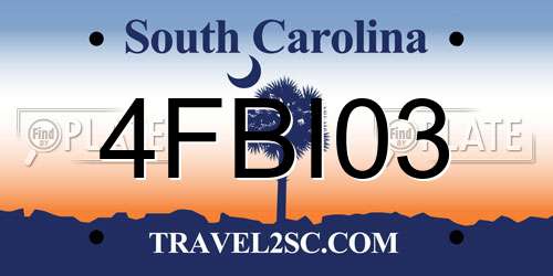 4FBI03 South Carolina License Plate