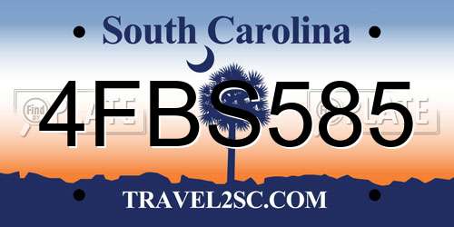 4FBS585 South Carolina License Plate