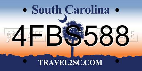 4FBS588 South Carolina License Plate