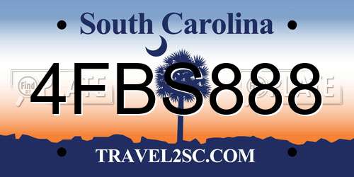4FBS888 South Carolina License Plate