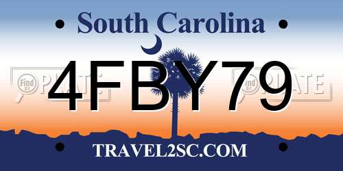 4FBY79 South Carolina License Plate