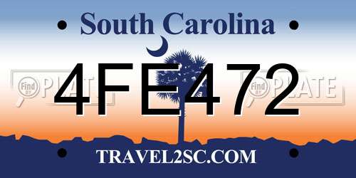 4FE472 South Carolina License Plate