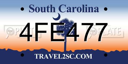 4FE477 South Carolina License Plate