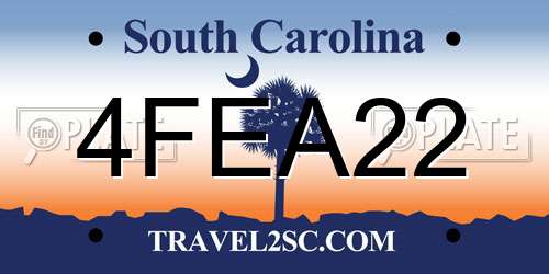 4FEA22 South Carolina License Plate