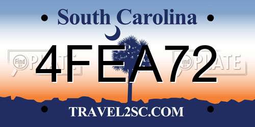 4FEA72 South Carolina License Plate