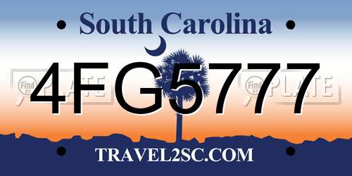 4FG5777 South Carolina License Plate