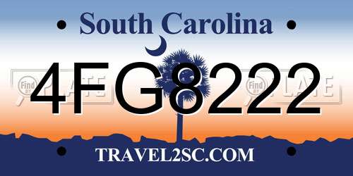 4FG8222 South Carolina License Plate