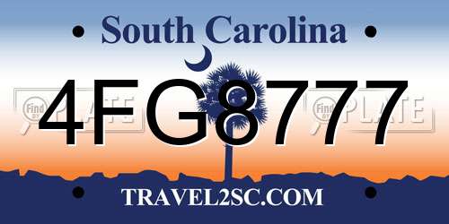 4FG8777 South Carolina License Plate