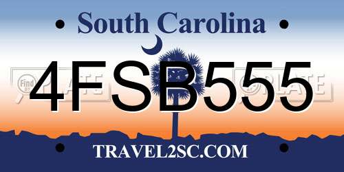 4FSB555 South Carolina License Plate