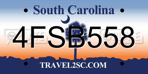 4FSB558 South Carolina License Plate