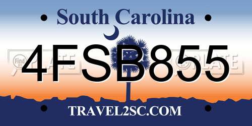 4FSB855 South Carolina License Plate
