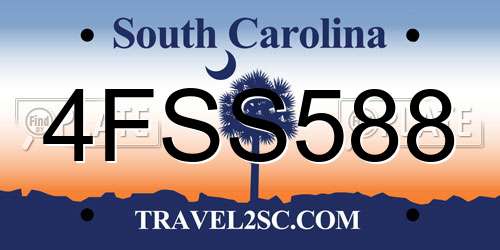 4FSS588 South Carolina License Plate