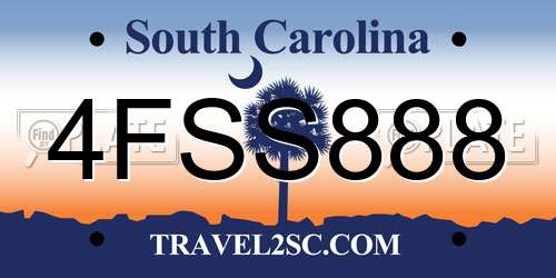 4FSS888 South Carolina License Plate