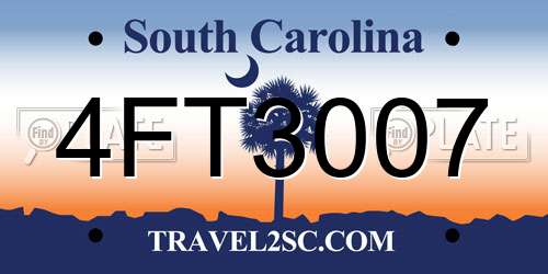 4FT3007 South Carolina License Plate
