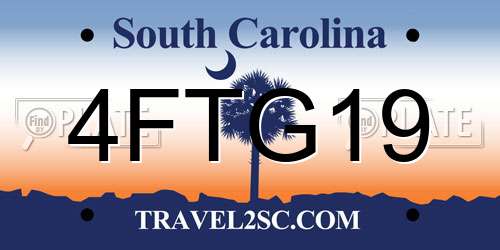 4FTG19 South Carolina License Plate