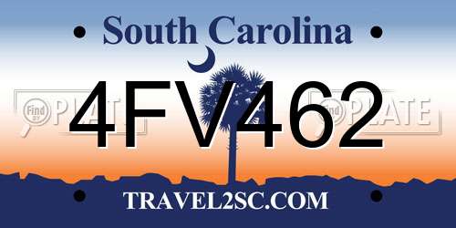 4FV462 South Carolina License Plate